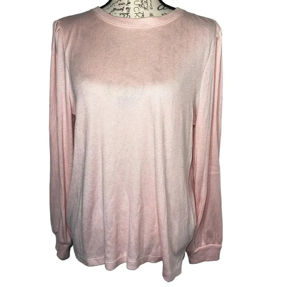Banana republic, long sleeve gathered shoulders side vent lightweight sweater 